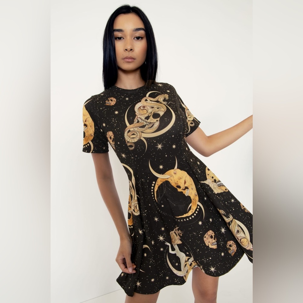BlackMilk Clothing OCTOBER'S MOON EVIL TEE DRESS - LIMITED